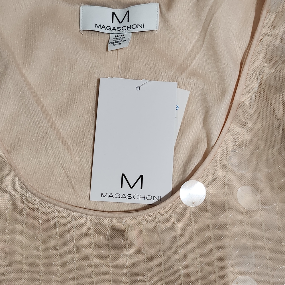 Magaschoni Beige Sequin-Embellished Sleeveless Tank - Picture 3 of 7